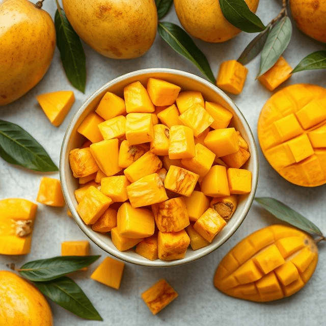 Freeze-dried mango cubes